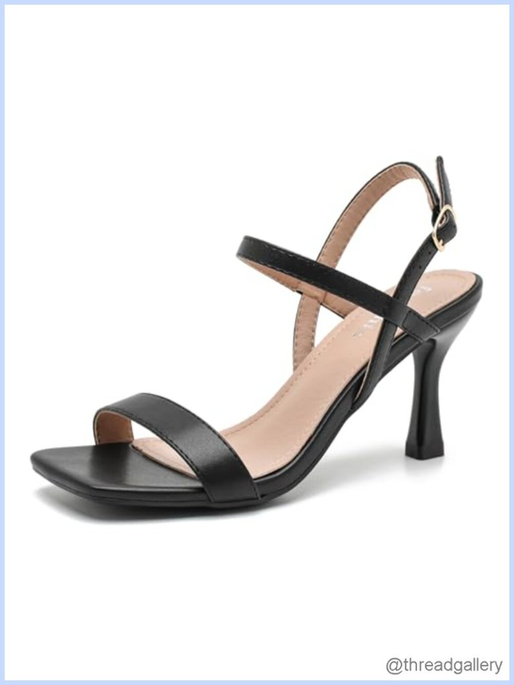 Women's Strappy Kitten Heel Sandals Slingback Square Open Toe Ankle Strap